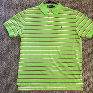 Polo by Ralph Lauren XL striped green,white, pink.